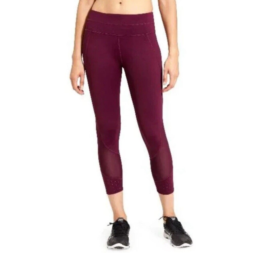 Athleta Laser Mesh Sonar Capri Leggings Purple California Plum Size MP